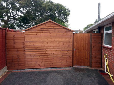 Gate and panels made to match shed